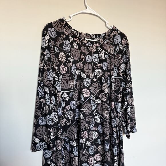 Anne Klein Womens Top XL Black Palm Leaf Colorful Coastal Flowy Modest Spring - Picture 2 of 5
